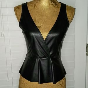 Faux Leather Peplum Top